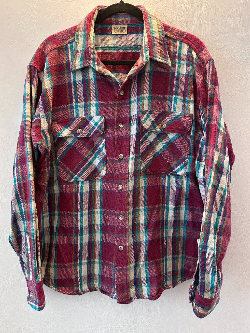 Five Brother Vintage Flannel Button Up Shirt Plaid XL Heavyweight Cotton